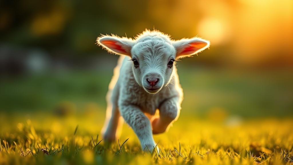 Little Lamb Runs Free in Golden Hour