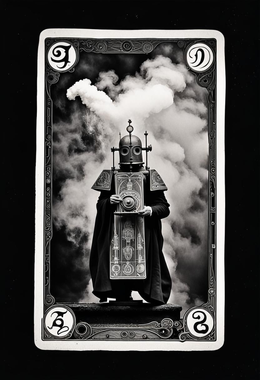 Mysterious Tarot Card Vision in Steampunk Haze