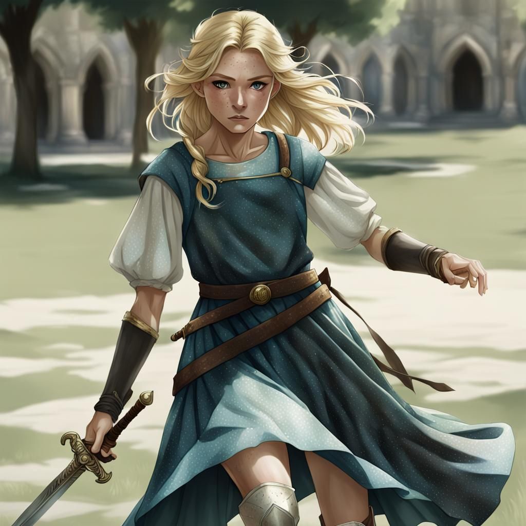 Girl Warrior in Medieval Style