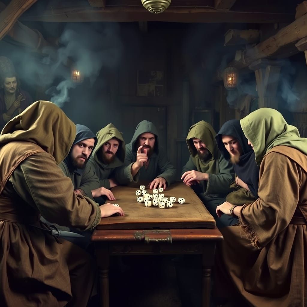 Medieval Tavern Scene in Dismal Atmosphere