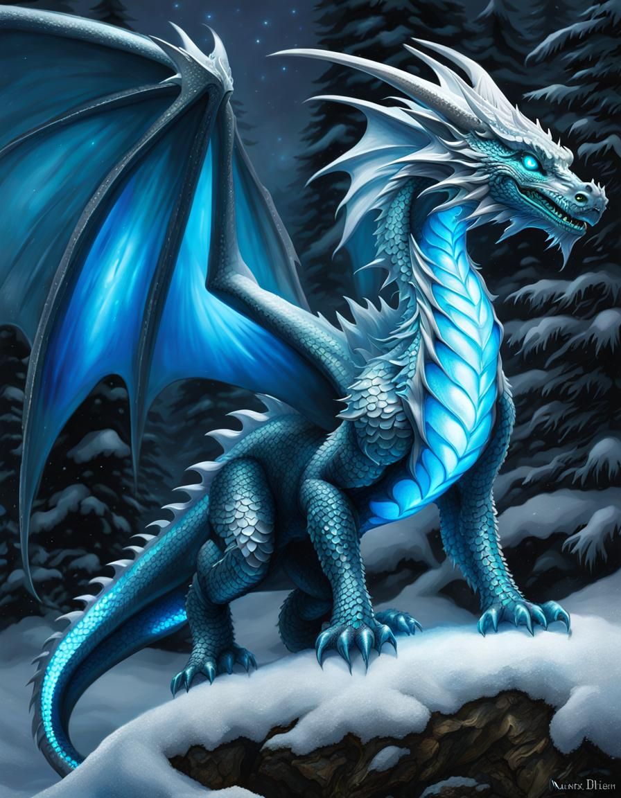 Cyberpunk Bioluminescent Dragon Unveils Radiant Beauty