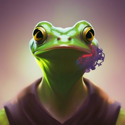 Dynamic Frog Portrait in Triadic Colors