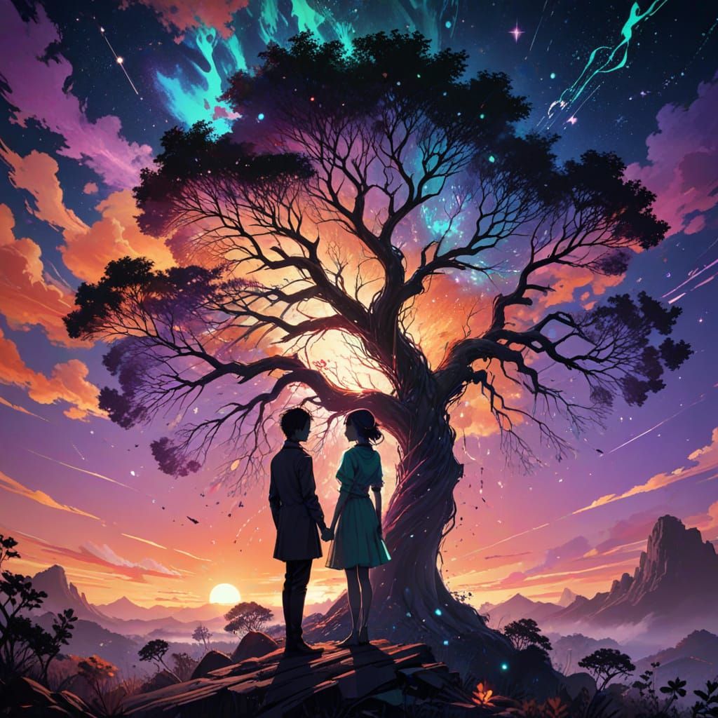 Dreamlike Encounter in Iridescent Hues