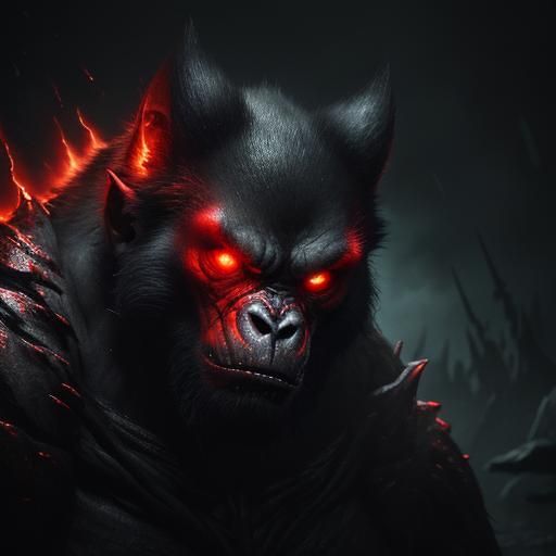 Glowing Red-Eyed Primate Terrorizes Dark Landscape