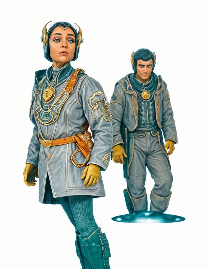 Retrofuturistic Guarded Slaves in Art Nouveau Architecture