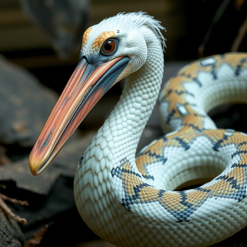 Surreal Pelican Snake Hybrid