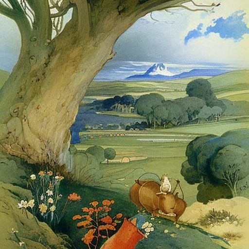 Timeless Peter Rabbit Illustrations in Vibrant, Dreamlike Oi...
