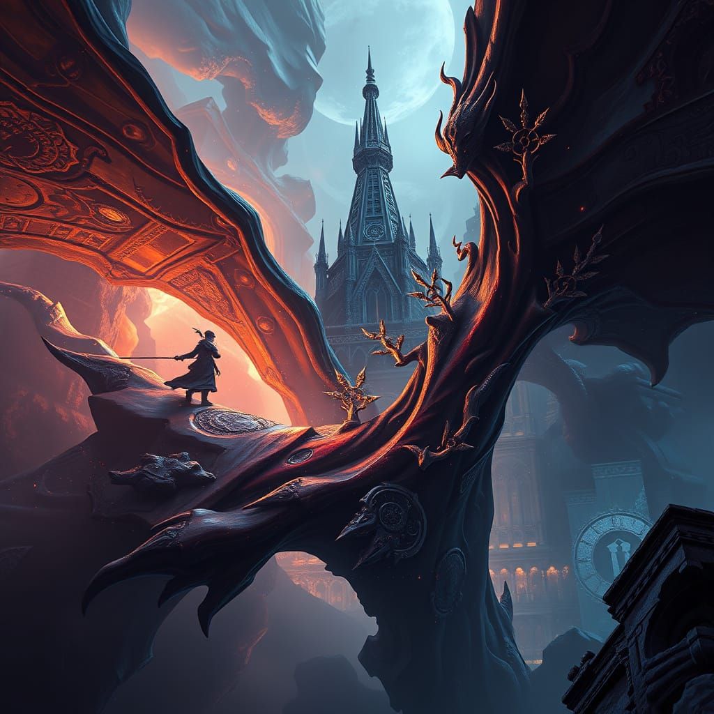 Ethereal Black Dragon with Iridescent Silver Scales