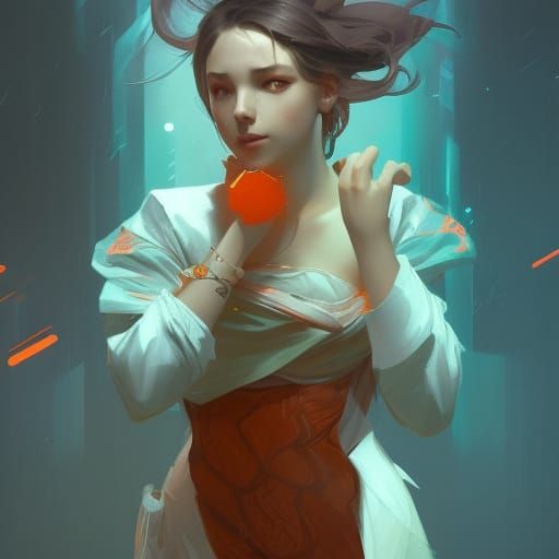 Vibrant Bratty Girl in Triadic Color Palette