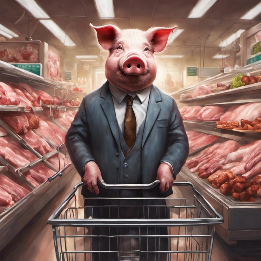 Splendid Pork Executive Displays Fine Meat at Market