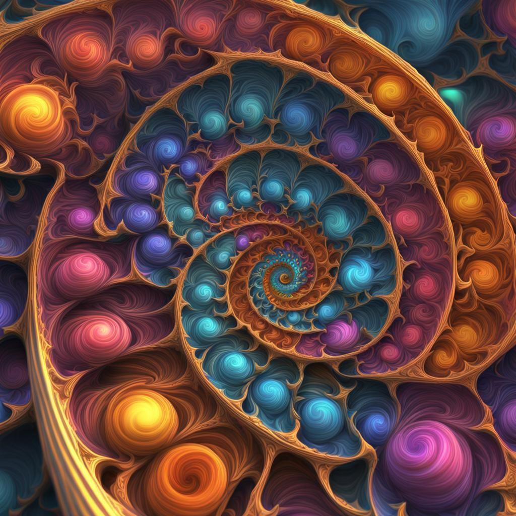 Vibrant 3D Fractal Spiral in Deep Color
