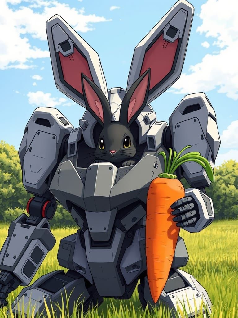 Anime Rabbit Mecha Piloted by Angora Bunny