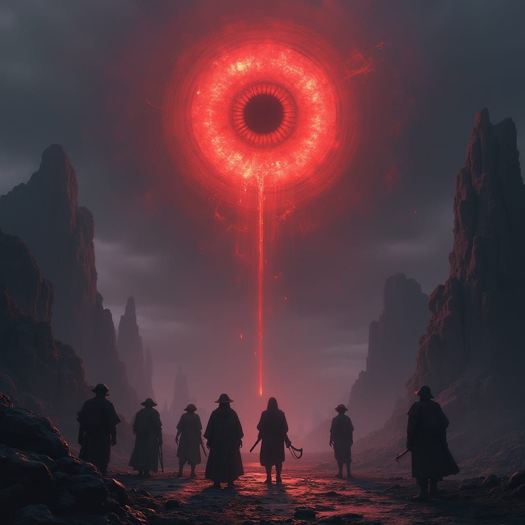 Epic Digital Matte Painting of a Glowing Red Eye Over Advent...