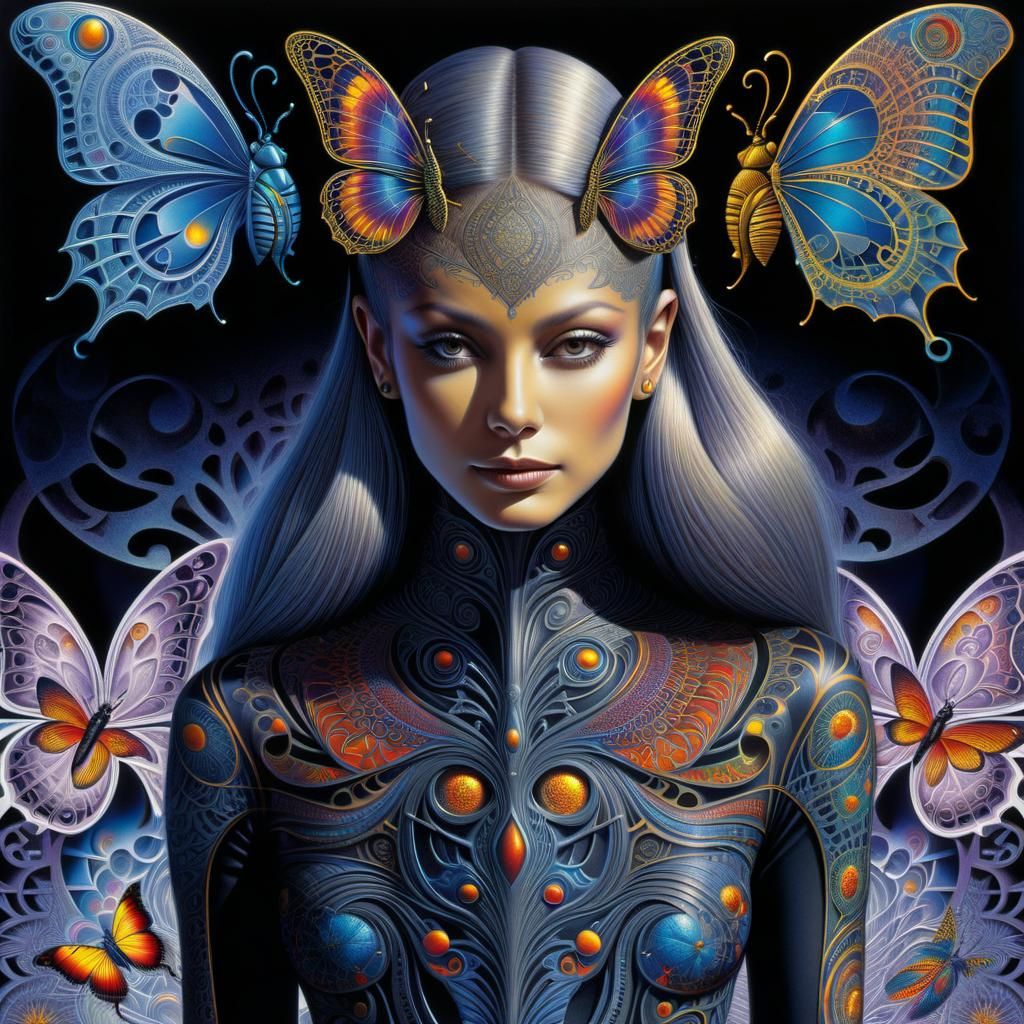 Body tattoos Intricate fractals ink tattoos Alex grey Lady with cat tatoos Lady with Cat tattoos on back "Alex grey Butt...