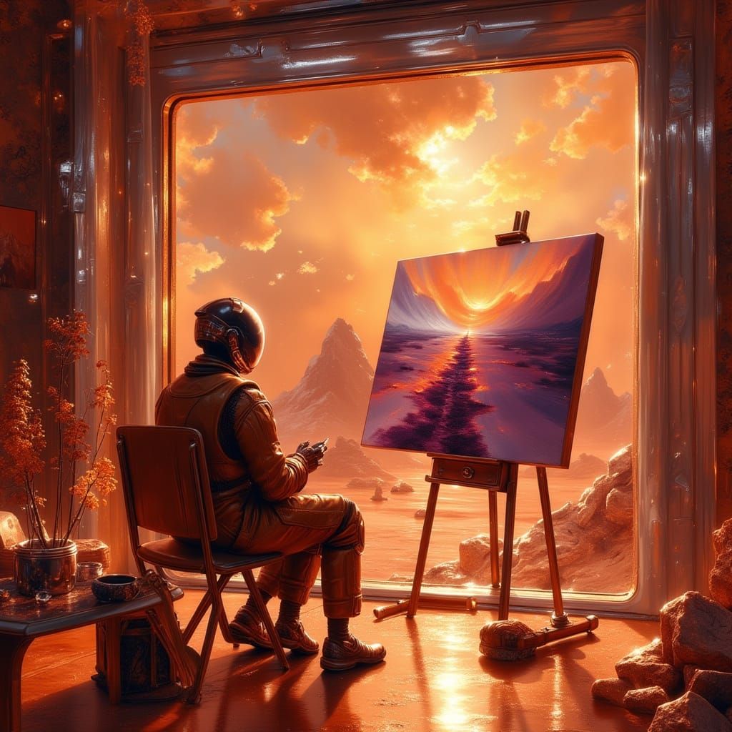 Artist Paints Martian Sunset in Colony Habitat
