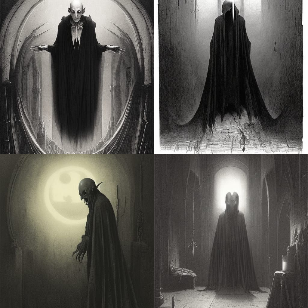 Ethereal Monochrome Vampire Rises from Eternal Slumber