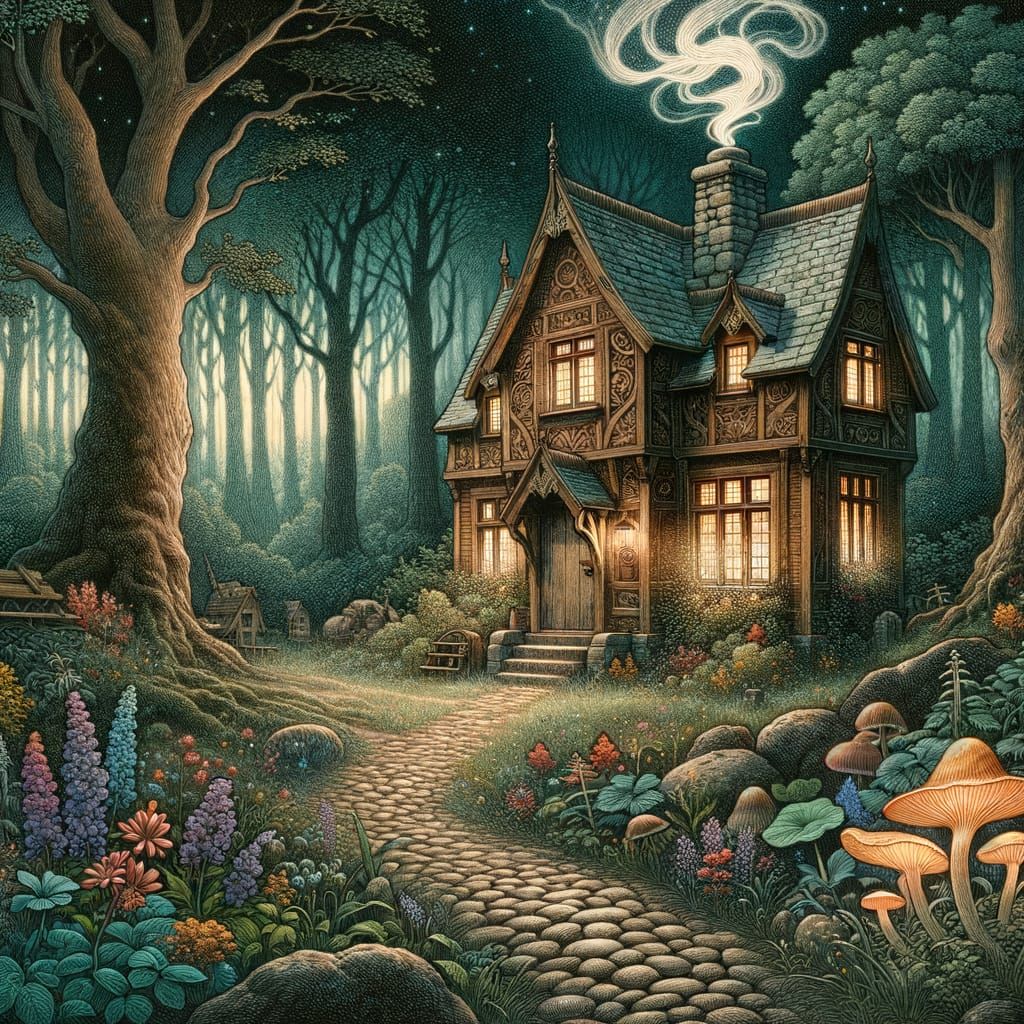 Enchanted Forest Cabin in Fairy-Tale Style