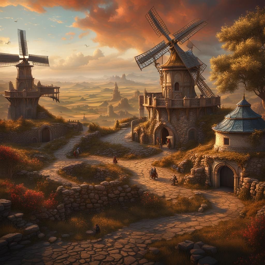 Quixotic Village in Whimsical Fantasy