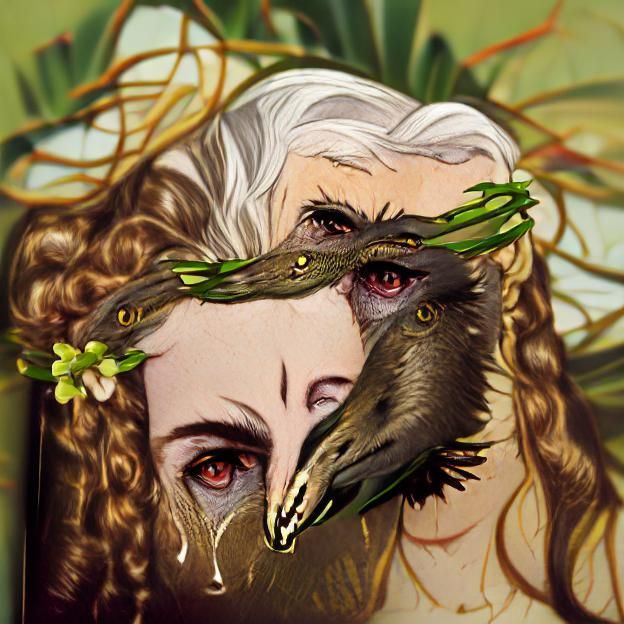 A Dark, Victorian-Inspired Portrait of Ophelia with Lizard E...