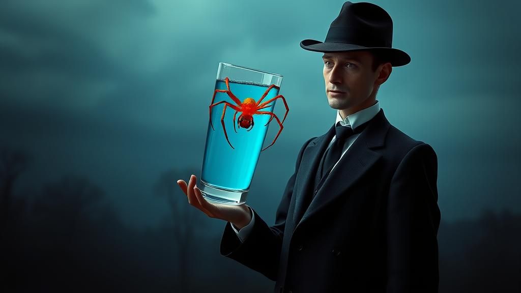 Surrealist Gentleman in Eerie, Dreamlike Landscape