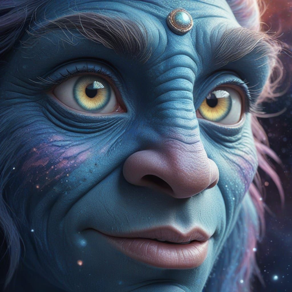 Troll Eyes the Galaxy in Dreamy Digital Art
