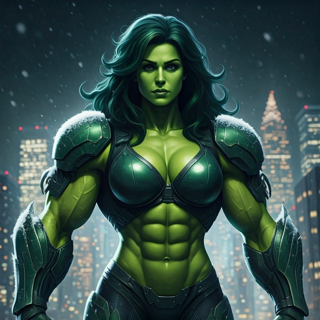 She-Hulk in Cyberpunk Snowstorm