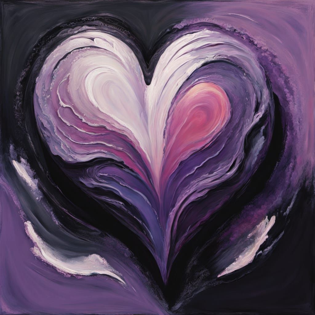 Contemplative Inverted Heart in Impasto Gouache Style
