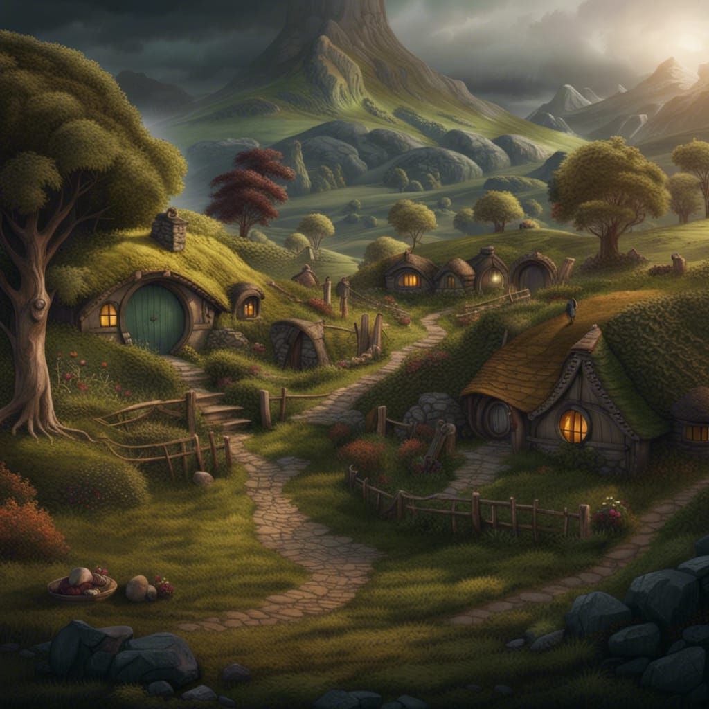 Fantastical Hobbit Homeland in Deep, Vivid Colors