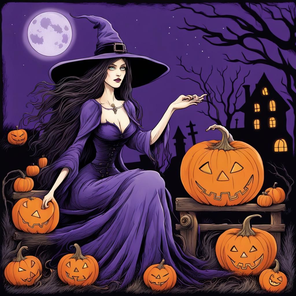 Purple Rett Syndrome Witch Conveys Awareness on Halloween Ni...