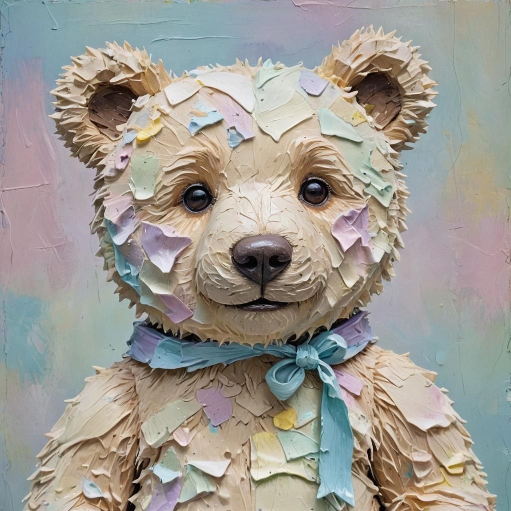 Teddy Bear in Soft Focus Impasto Painting