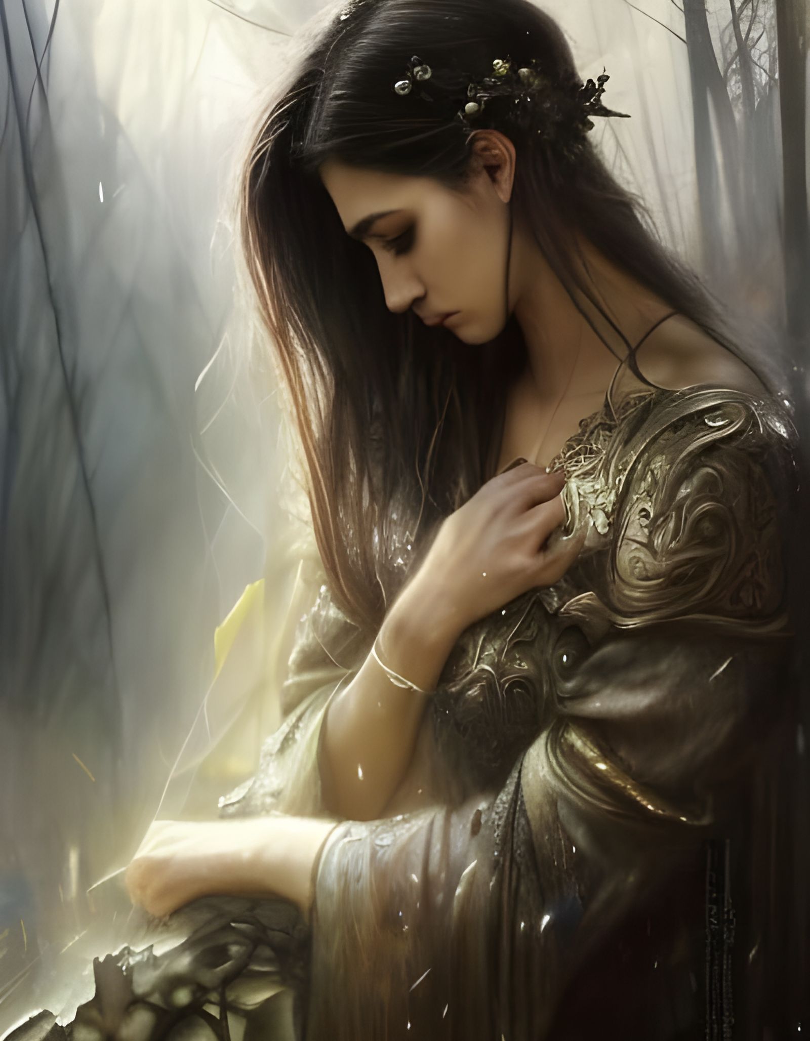 Intense Emotional Portrait in Vibrant, Whimsical Fantasy Sty...