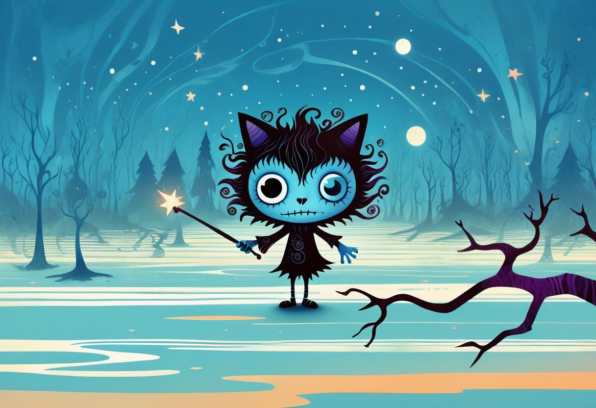 Whimsical Woodland Creature in Dark Fantasy Art