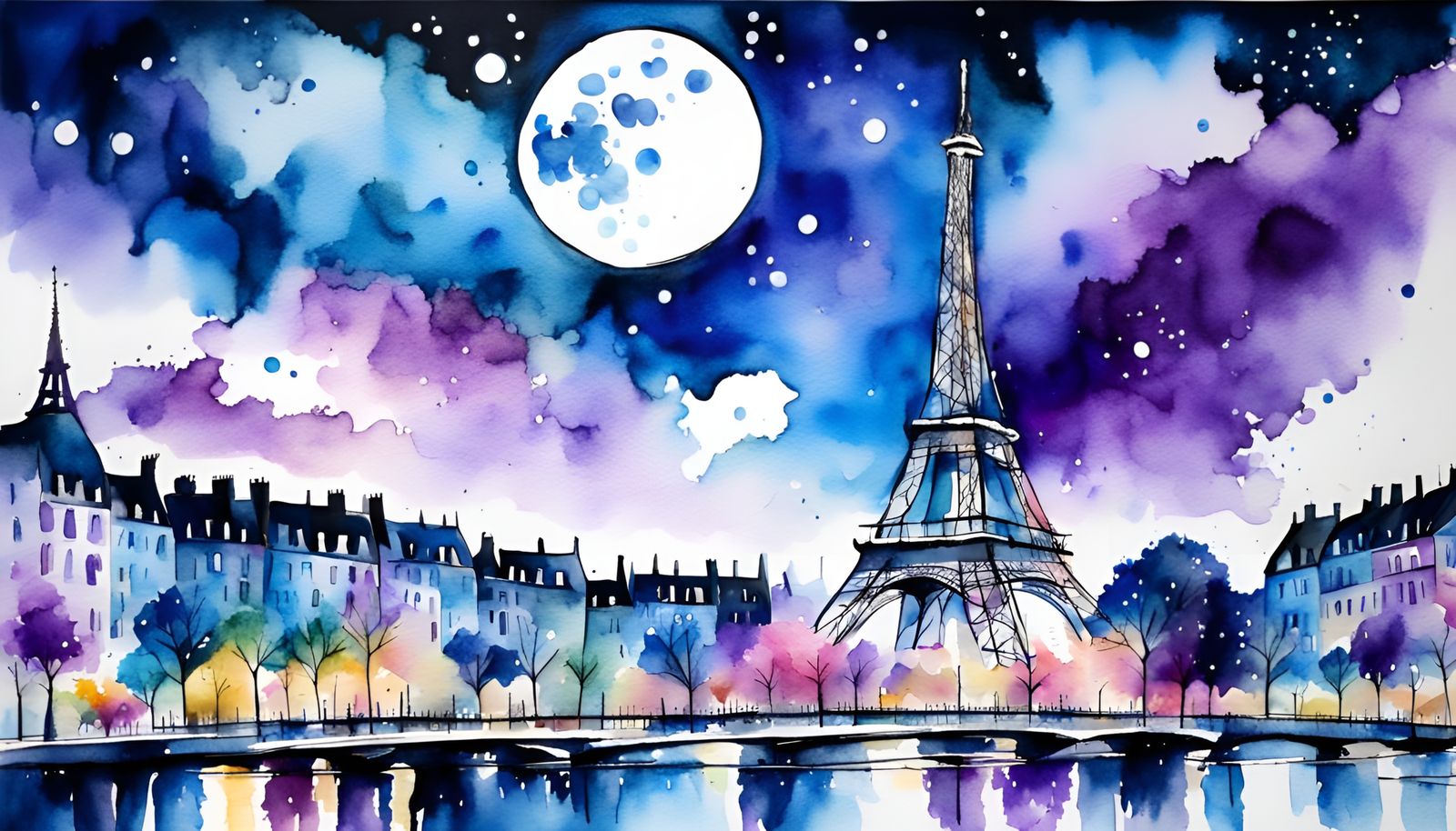 Eiffel Tower Under Starry Parisian Night
