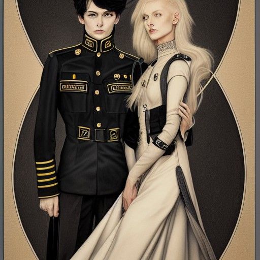 Ethereal Military Wedding in a Cyberpunk Dreamscape