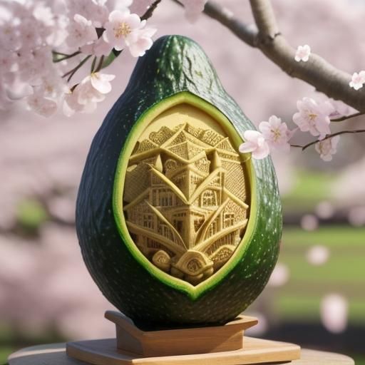 Mukimono Still Life of Vibrant Avocado Castle