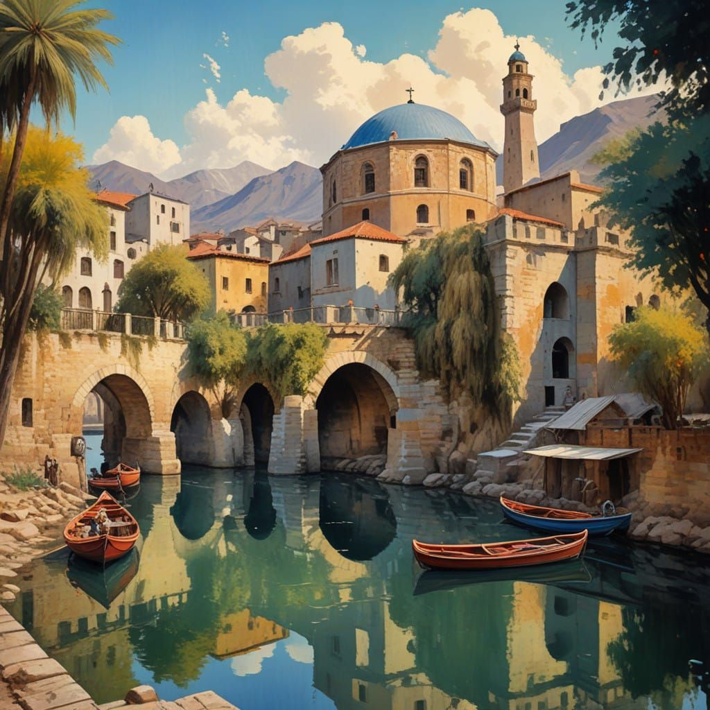 A Gouache Masterpiece Depicting Bethlehem on a Winter's Nigh...