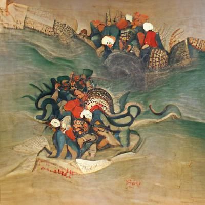Ancient Warriors Engage Mythical Serpent in Epic Battle