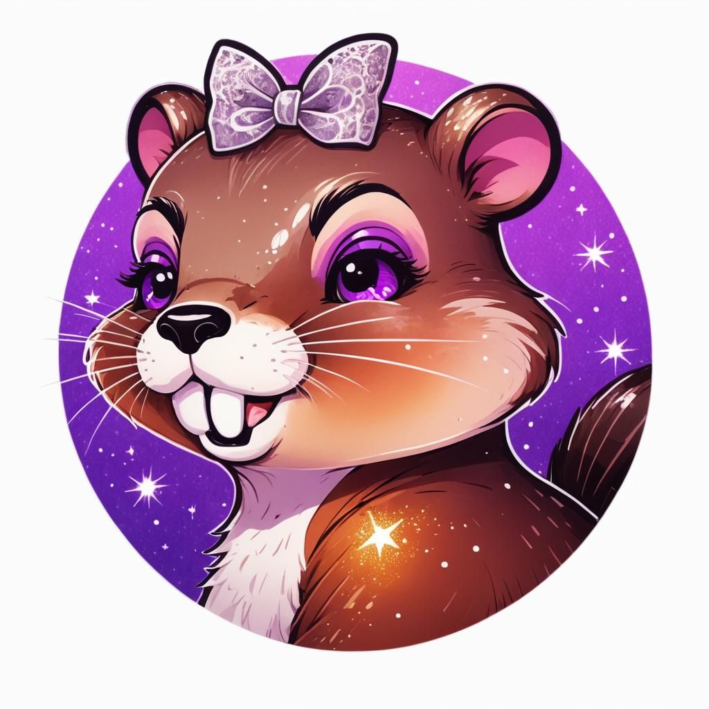 Anime-Style Beaver Goddess with Confused Expression