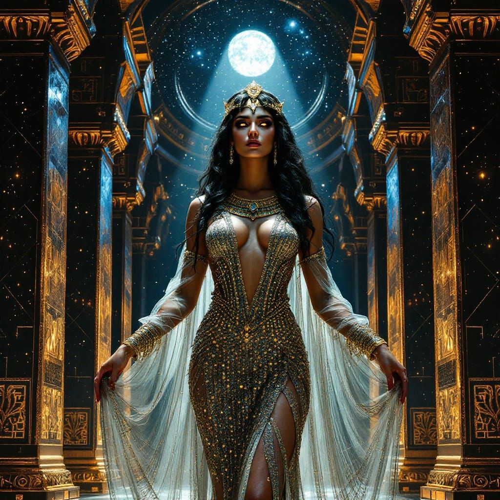 Egyptian Goddess in Opulent Art Deco Style