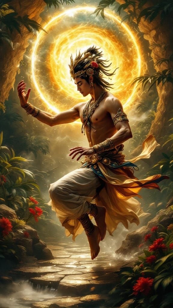 Sacred Temple Dancer in Hidden Jungle Shrine