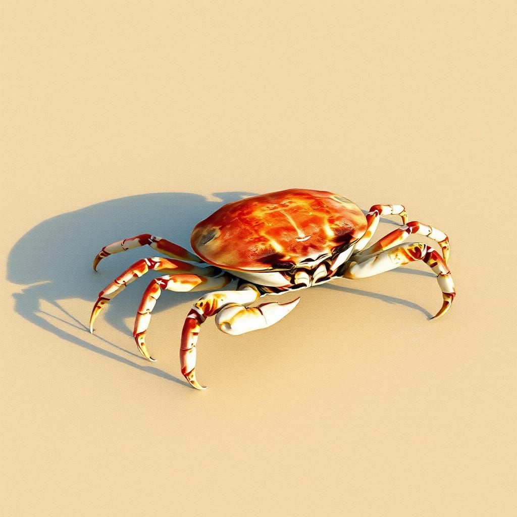 Crab Scuttling on Beach in Watercolor Style