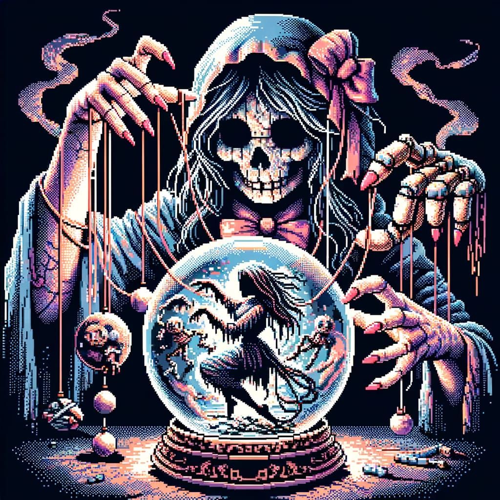 Mystical 8-bit Lady Interprets Destiny with Crystal Ball