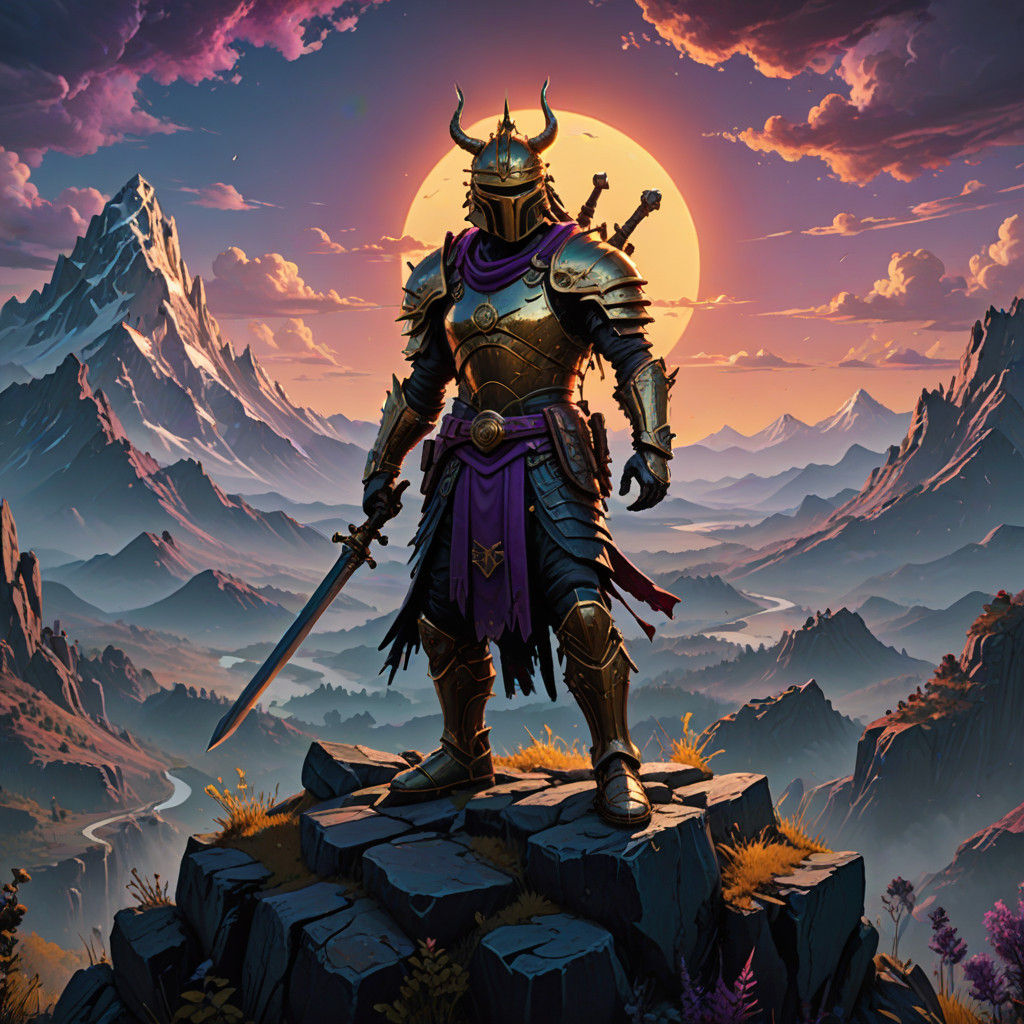 Warrior in Golden Twilight, Inspired by Jean-Michel Basquiat...