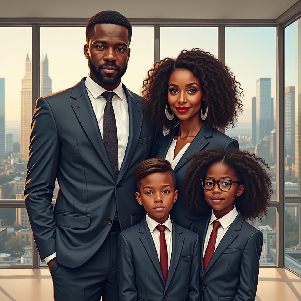 Family in Modern Business Attire