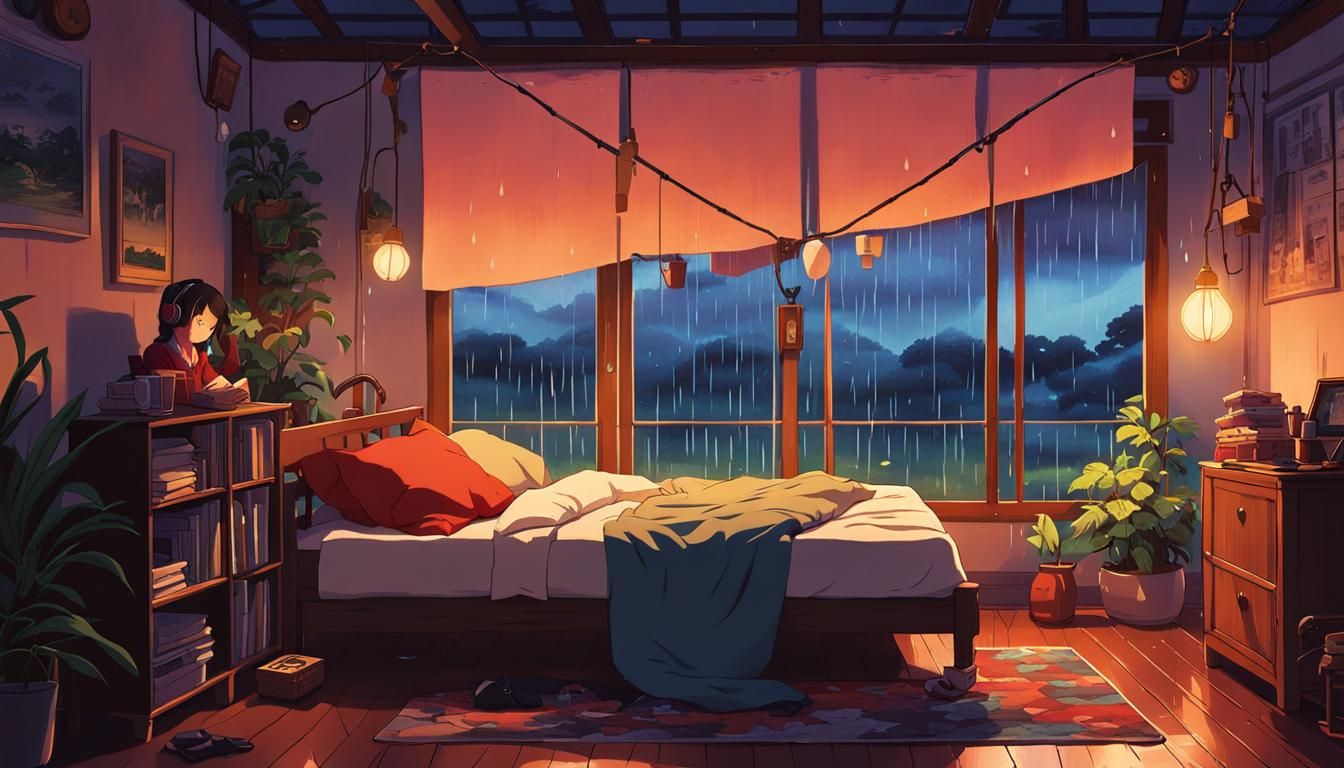 Whimsical Bohemian Sanctuary in Evening Rain