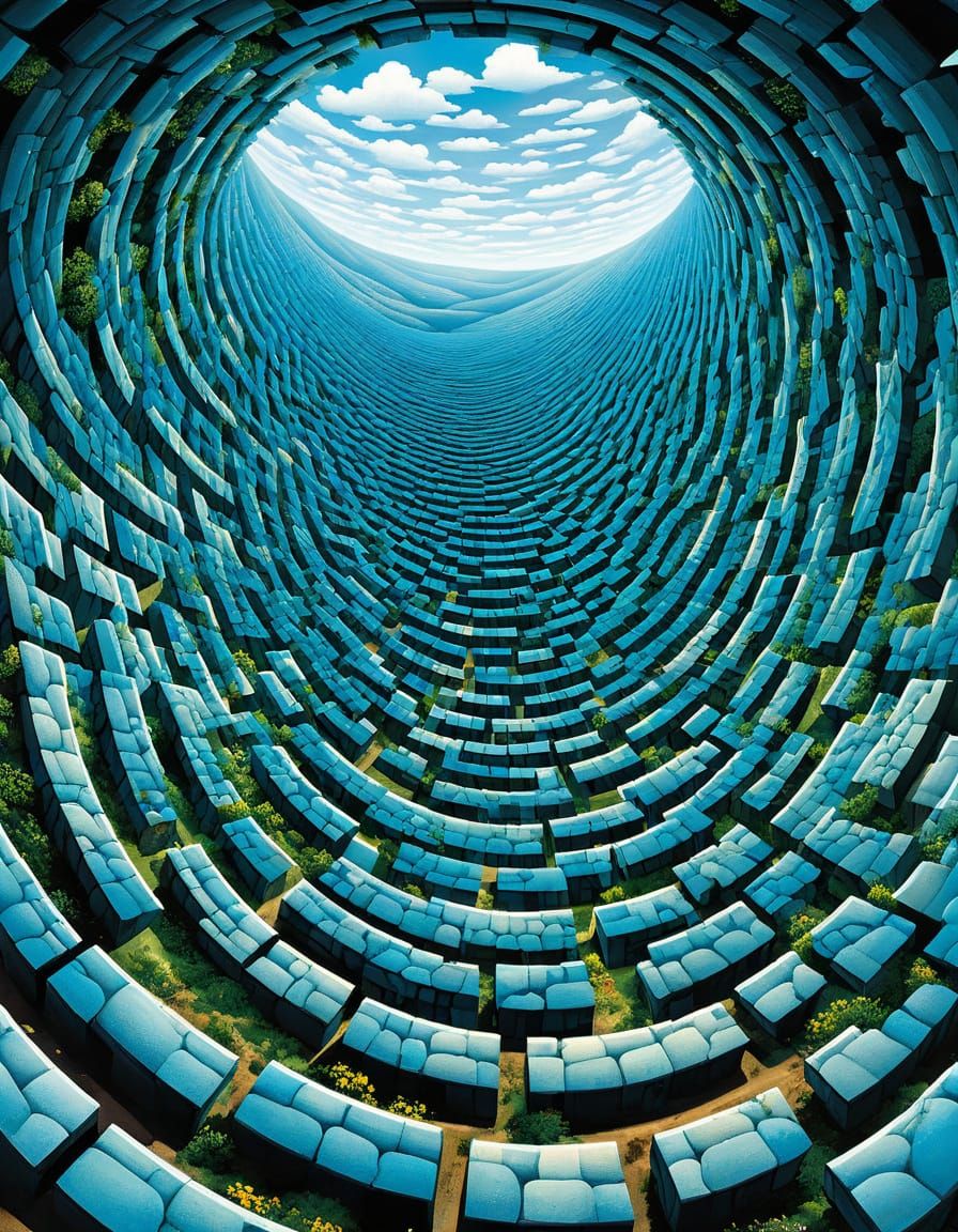 Mind-Bending Escher-Like Landscape Inducing Vertigo