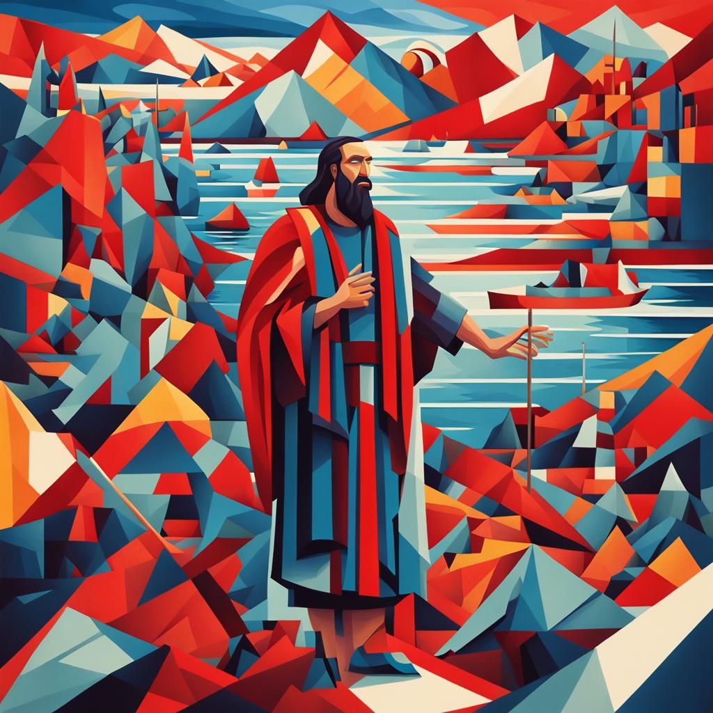 Moses Allegories a Turbulent Wreckage in Neo-Cubist Masterpi...