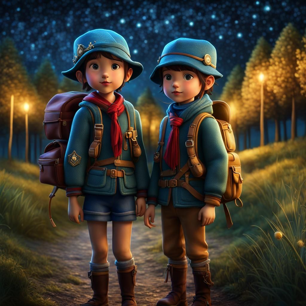 Friends Explore a Starry Country Night in Intricate 3D Rende...