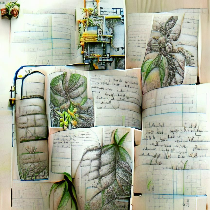 Botanical Sketchbook with Intricate Drawings