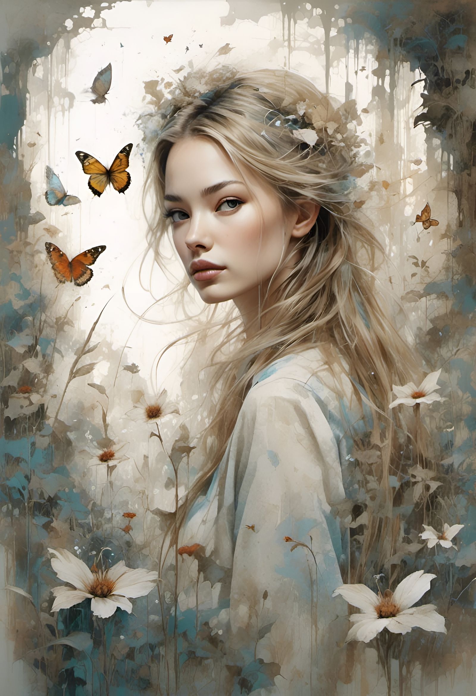 Enchanted Garden in Vibrant Grunge Style